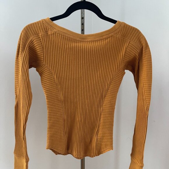 Free People All Ribbed Out Solid Golden Ochre Size XS - Picture 6 of 6